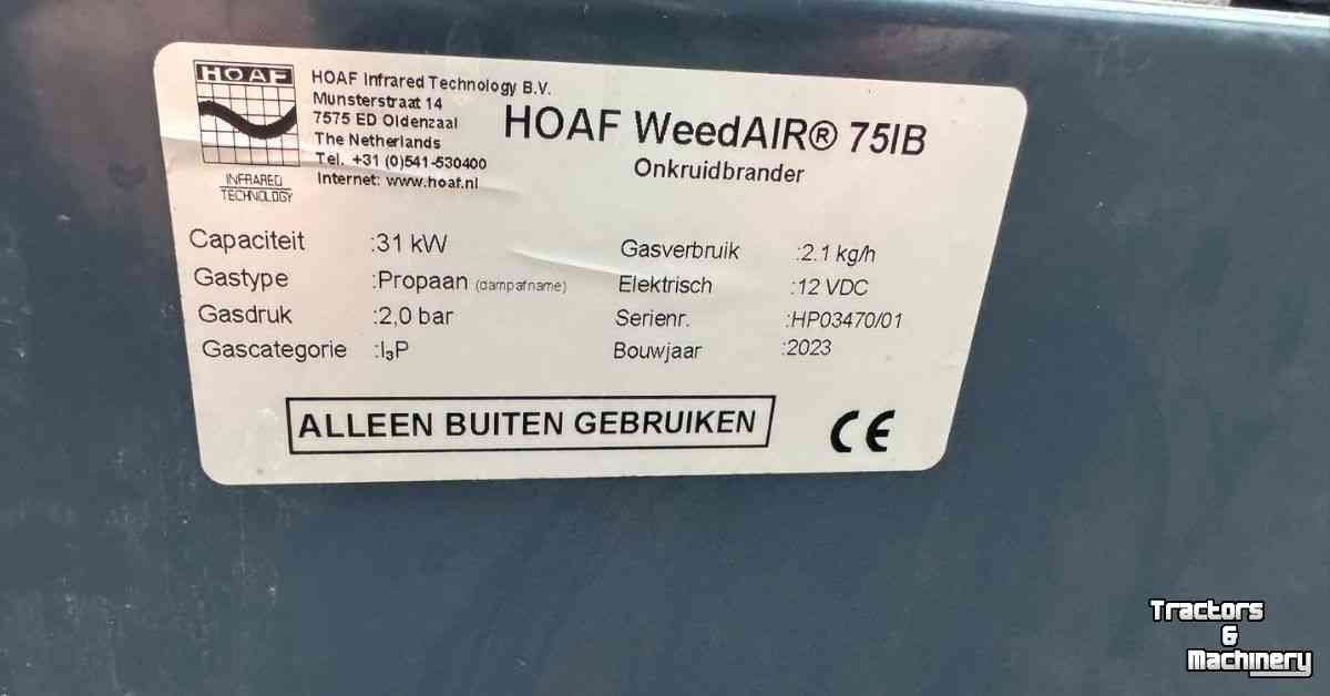 Weed-burner Hoaf WeedAIR 75IB heteluchtmachine