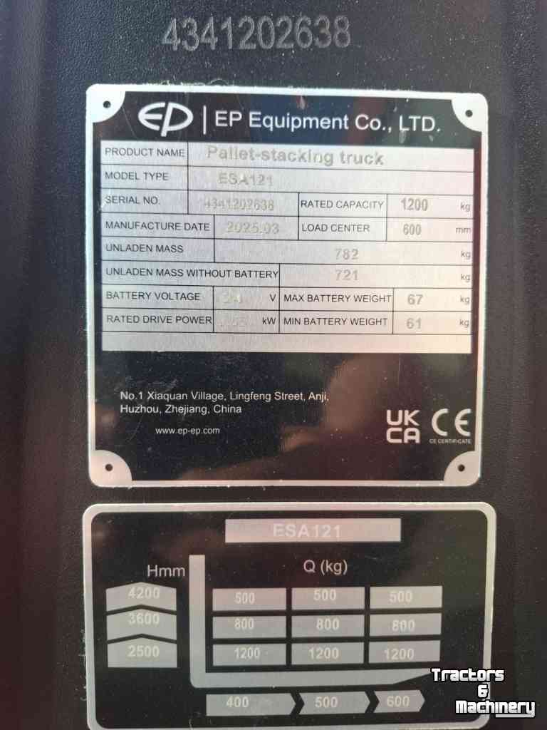 Electrical pallettruck EP Equipment ESA-121 stapelaar 4200 mm