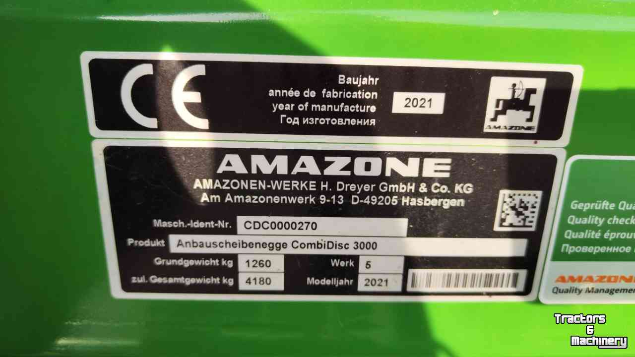 Disc harrow Amazone CombiDisc 3000