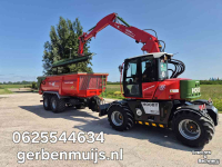 Excavator mobile Hooby Bandenkraan met kipper + maaikorf + 2x verlengiek + actiebord + bomenknipper