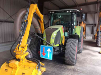 Mower-vacuum combination Claas Arion 530 Powershift Herder Musketier KA 180 maaiarm Veenhuis JVSK 6.000 opvangwagen